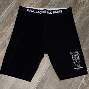 Karl Lagerfeld Black Graphic Biker Shorts- New